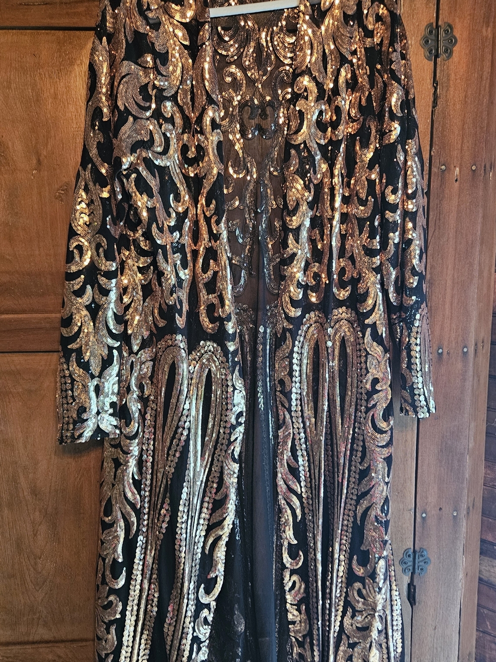 VENUS Black Long Sleeve Sequin Embellished DUSTER